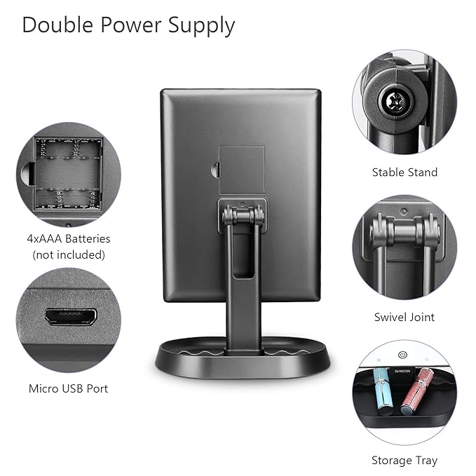 Tri-Fold LED Makeup Mirror