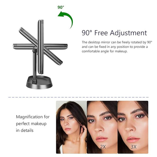 Tri-Fold LED Makeup Mirror
